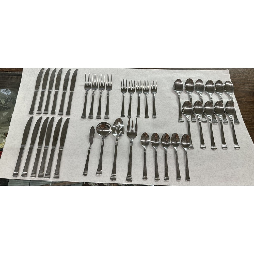 Cambridge Stainless China Codie 41 Pc Flatware‎ Set
